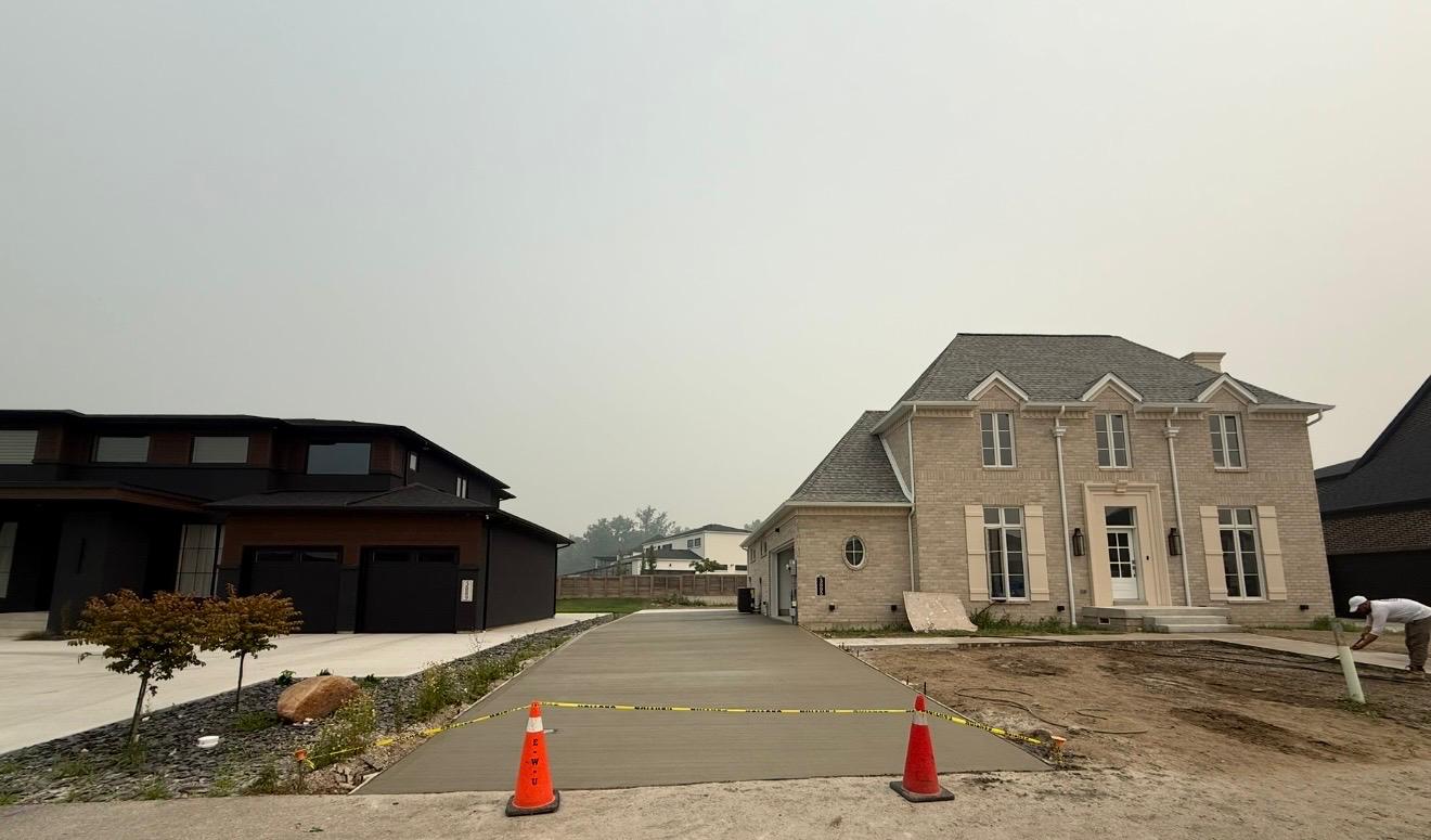 New poured concrete surface after construction in Windsor Ontario